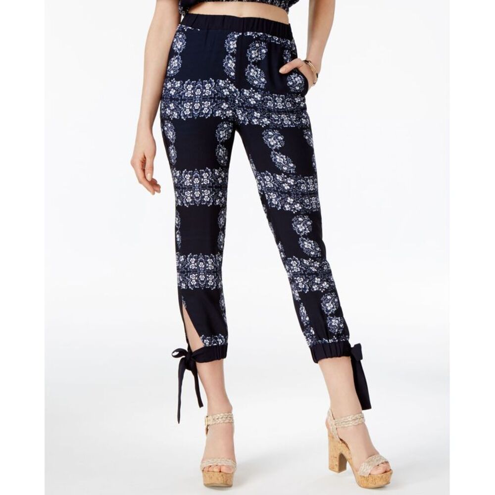 Endless Rose Floral Print Tie Hem Pants